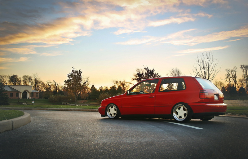 MK3, the sky, red, Volkswagen, profile, 1080P, clouds, Golf
