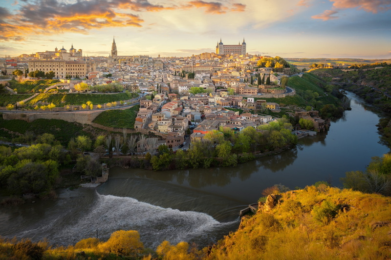 river, The Tagus River, home, panorama, building, 1080P, Spain, Tagus River, Toledo
