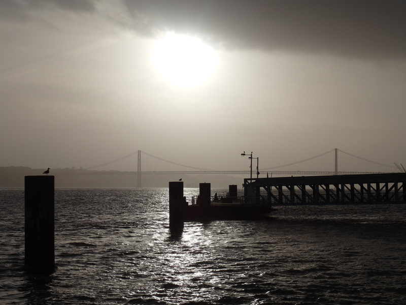 4K, portugal, sky, sea, connection, wooden post, bridge - man made structure, lisbon, tranquility, architecture, suspension bridge, bridge, waterfront