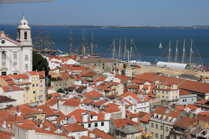 built structure, residential district, architecture, community, place of worship, building exterior, building, city, town, sailboat, day, portugal, no people