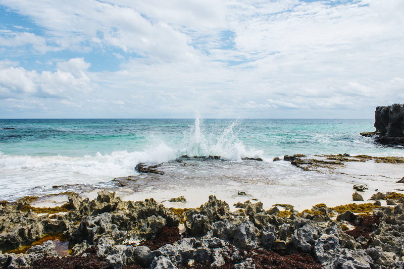 waves, rock - object, breaking, mexico, no people, nature, sport, power in nature, motion, cozumel, land, sky, rocks, power, cloud - sky, outdoors, sea