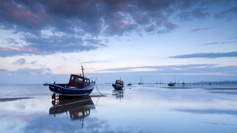 fishing, beach, clouds, tide, low, boats, 1080P, sea, fleet, low tide