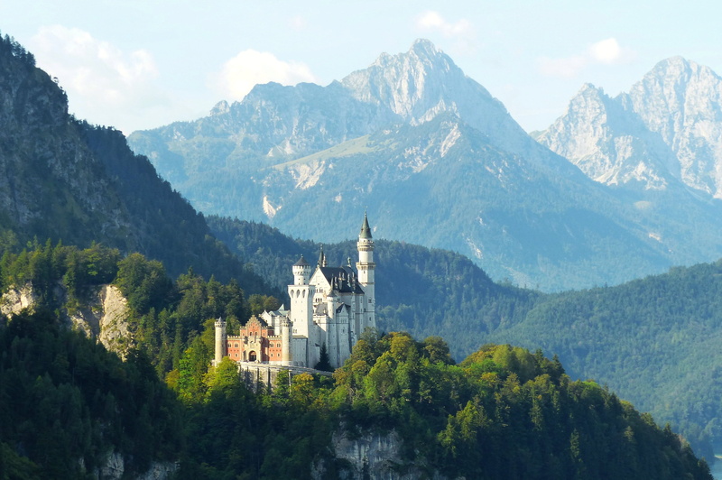 fairy castle, neuschwanstein castle, built structure, historically, attraction, mountain, mountain peak, white castle, scenics - nature, white, füssen