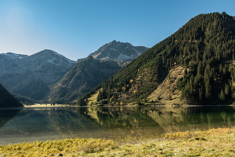 nature, landscape, outdoors, scenics - nature, tyrol, reflection, vilsalpsee, mountains, plant, lake, tannheim, no people, idyllic, alpine, non-urban scene
