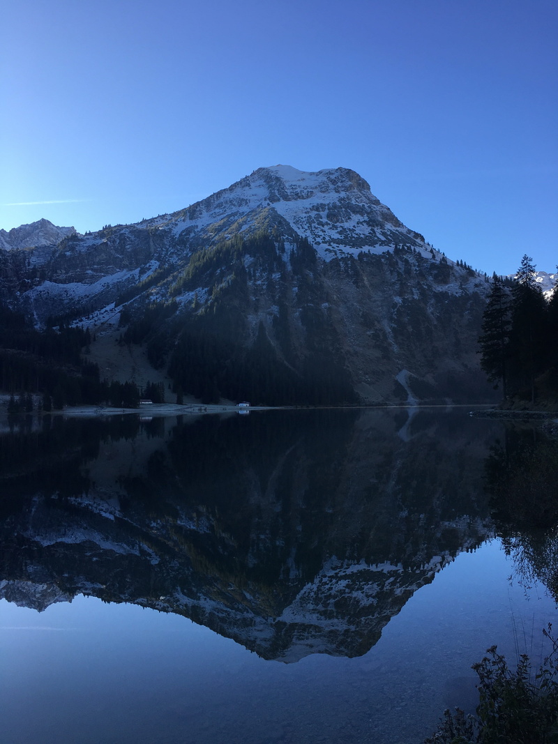 blue, day, tannheim, standing water, mountain, sky, reflection, 4K, no people, reflection lake, nature, lake, mountain peak, clear sky, snowcapped mountain