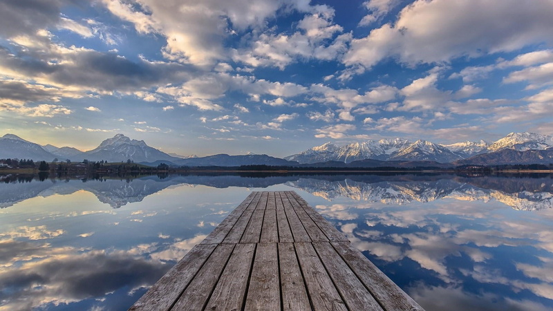 direction, bayern, sky, non-urban scene, outdoors, bavaria, 1080P, loch, lake, pier, idyllic, landscape photography, photography, europe, tranquility