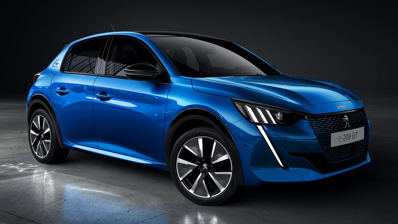 Car, Electric Car, Peugeot, Blue Car, Peugeot e-208 GT, Supermini, 1080P