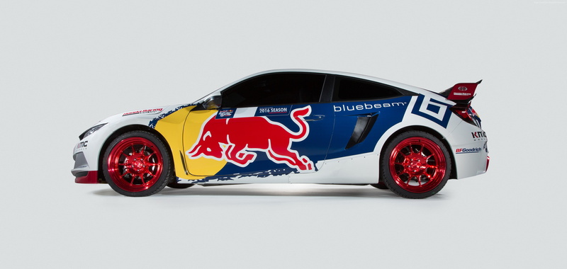 copy space, wheel, sport, red bull, sports car, sports race, winning, excitement, Honda Civic Coupe Rallycross, two objects, motor vehicle, red, sport car