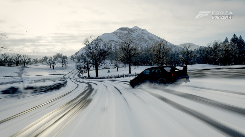 black cars, 720P, evo, landscape, snow, Lancer Evolution VIII, Mitsubishi Lancer Evolution, Mitsubishi, Mitsubishi Lancer, Video Game Landscape, Forza