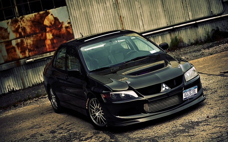 field, evolution, depth, cars, lancer, mitsubishi, viii, 1080P