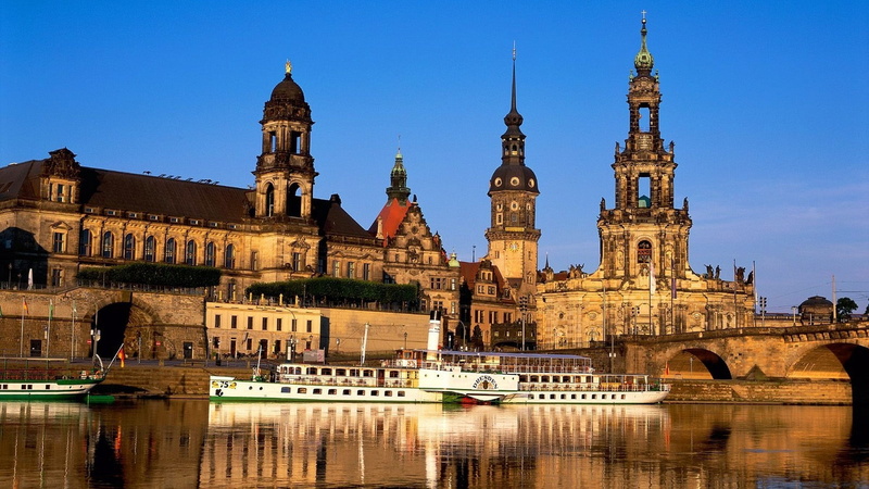 hofkirche, travel Destinations, capital Cities, old, brown, cultures, ships, blue, twilight, waterfront, architecture, reflection, tourism, nature, history
