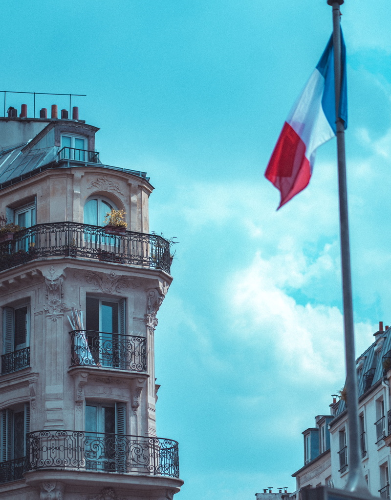 architecture, flag, cloud - sky, red, sky, roof, crossing, hd, building exterior, building, 4K, nature, built structure, national icon, french