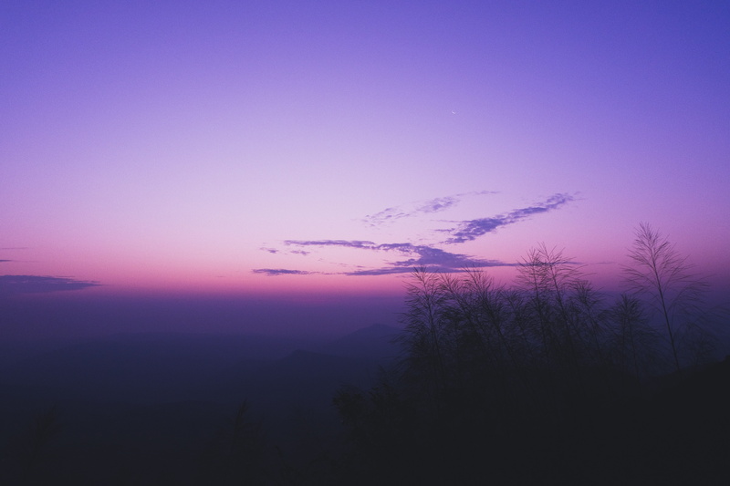 scenics - nature, cloud - sky, tranquility, purple sky, outdoors, romantic sky, dawn, first light, idyllic, sunset, sun, light, morning, blue, red sky