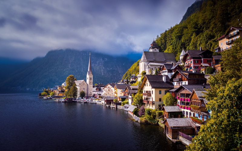 lake, Lake Hallstatt, home, 1080P, Hallstatt, Austria, water