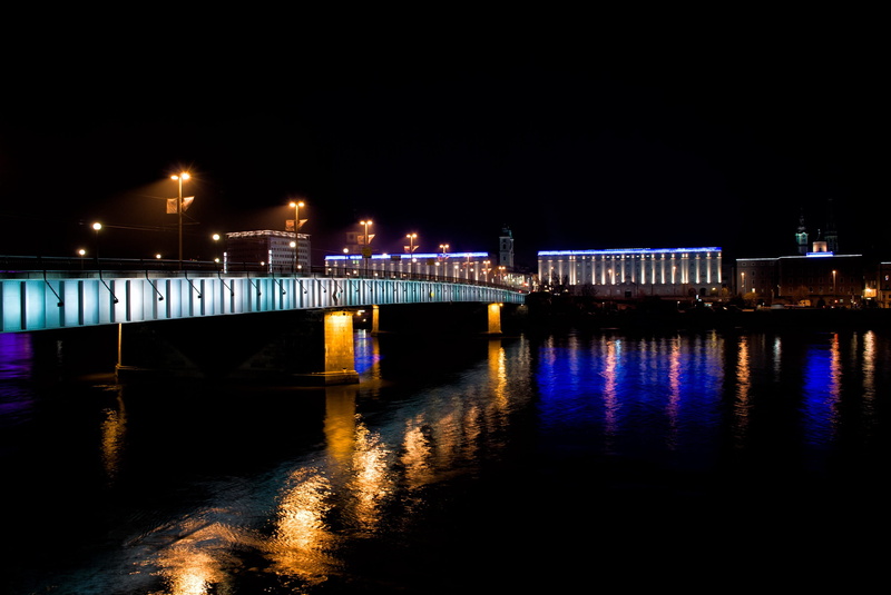 built structure, clear sky, 2K, illuminated, bridge, danube, austria, waterfront, water, transportation, copy space, reflection, outdoors, body, nature