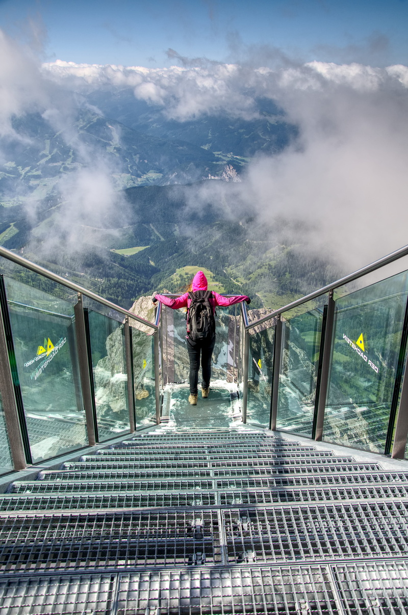 dachstein, full length, nature, architecture, rear view, men, leisure activity, sky, travel, landscape, lifestyles, austria, people, outdoors, casual clothing