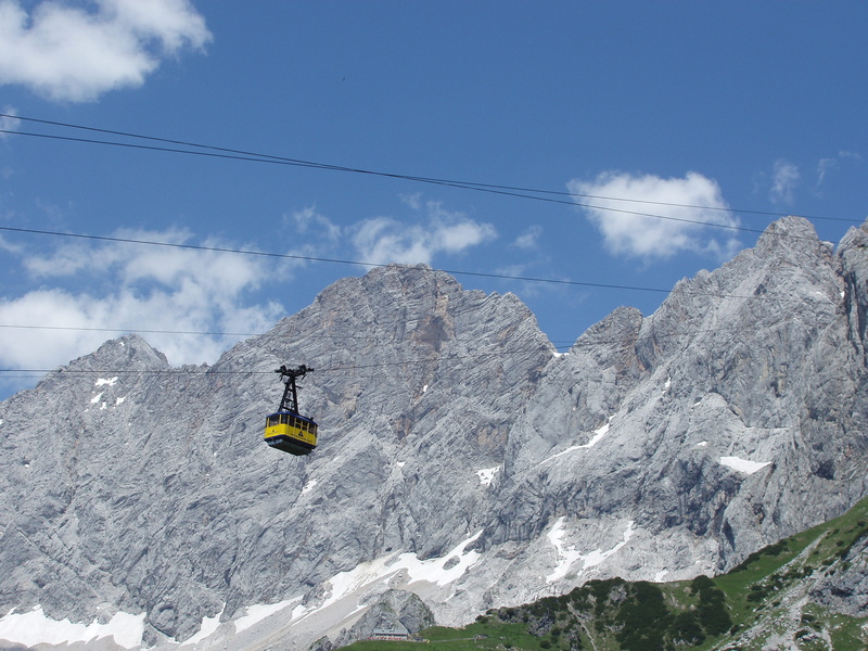 day, snowcapped mountain, sky, travel, overhead cable car, climbing wall, low angle view, mountain, mode of transportation, cold temperature, 2K, dachstein