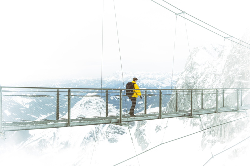 snowy, lifestyles, people, mist, two people, rocky, nature, dachstein mountain, transportation, clothing, cold temperature, cliff, hiking, austria, 5K