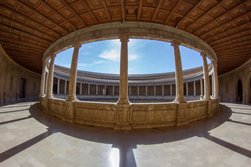 travel destinations, tourism, lights and shadows, nature, photo, granada, ceiling, light, travel, shadows, city, luxury, sun, palacio carlos v, column