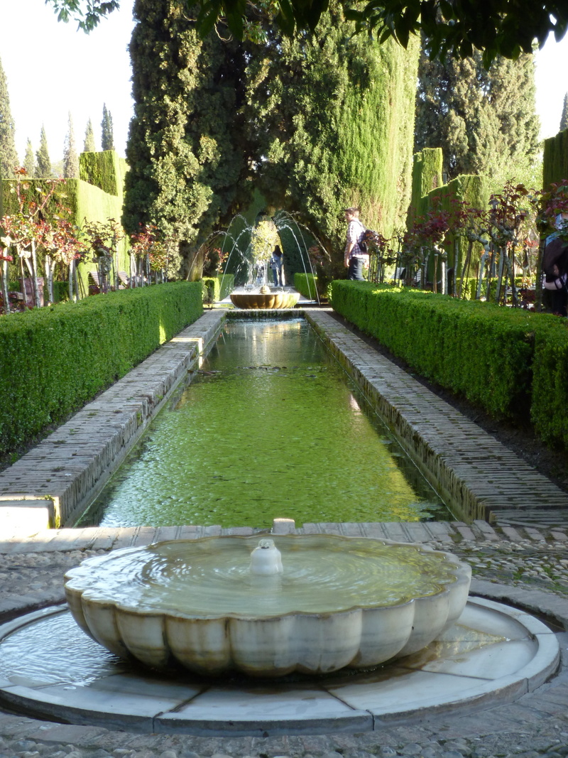 park - man made space, alhambra, tree, park, gardens, architecture, incidental people, fountain, trees, reflection, pond, outdoors, 4K, garden, palace