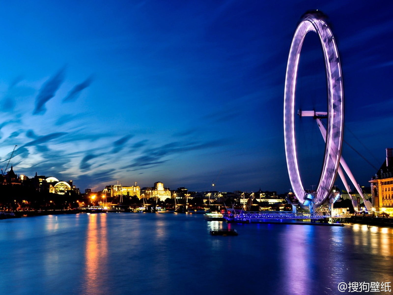urban, lights, boat, London, 720P, water, night, city, cityscape, sea, ferris wheel, photography, river, River Thames, London Eye