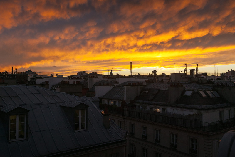 beauty in nature, toureiffel, building, sky, view, paris, sunlight, rooftop, built structure, burning, hungry and foolish, cityscape, building exterior