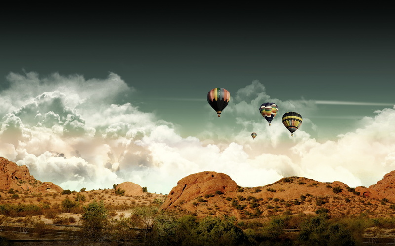 hd, 2K, landscape, ballon, view, nature
