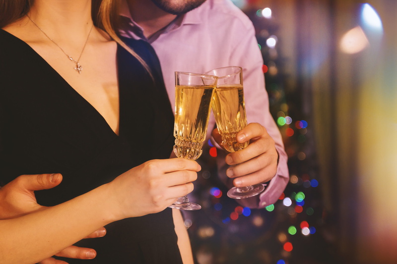 nightlife, celebration, alcohol, wine, celebratory toast, champagne, woman, hugging, hand, adult, man, celebrate, 4K, home, human hand, human body part
