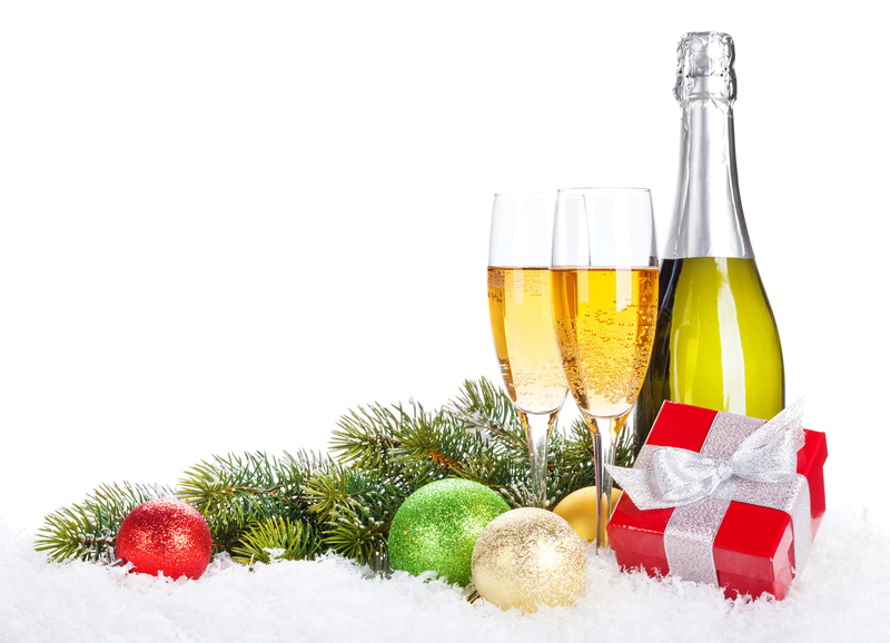 cold temperature, no people, bottle, Happy New Year, celebration, glass, winter, white background, still life, christmas decoration, Christmas, gifts, balls