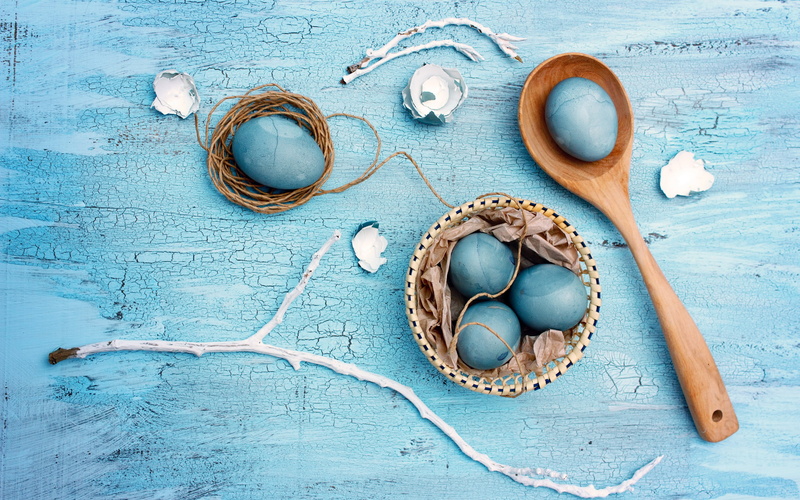 Eggs, Easter, painted, blue, 2K