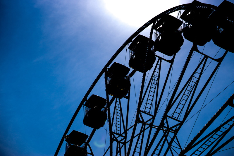 excitement, summer, park, architecture, big, metal, silhouette, carnival, day, amusement, sky, 5K, carousel, ferris Wheel, leisure activity, fairground