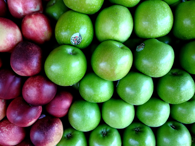 4K, market, repetition, apple green, no people, heap, abundance, close-up, ripe, large group of objects, purple, full frame, green, circle, fruit, fresh fruit
