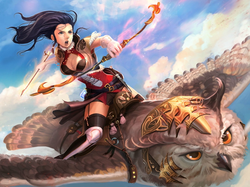 hair, costume, arrow, Artie, owl. wings, art, bow, girl, fiction, face, flight, look, 1080P