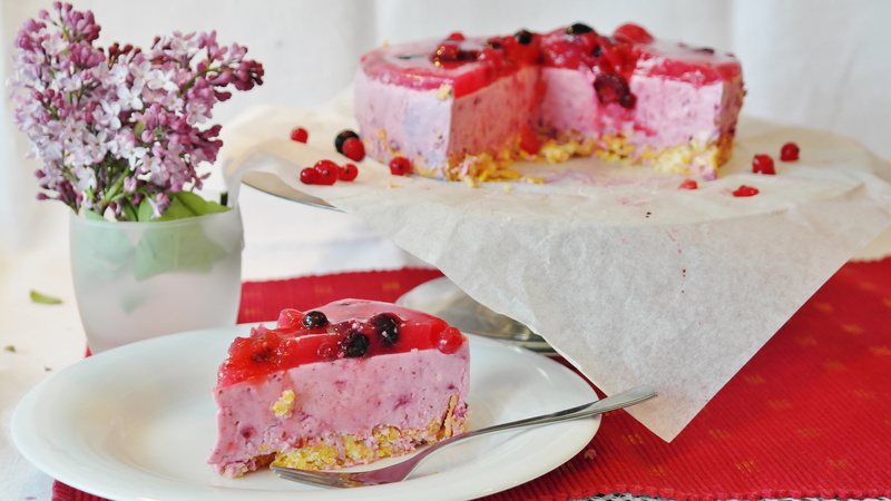 close-up, food and drink, plant, sweet, berry fruit, cream, piece of pie, cake, flower, covered, gift, crockery, temptation, delicious, quark, no people