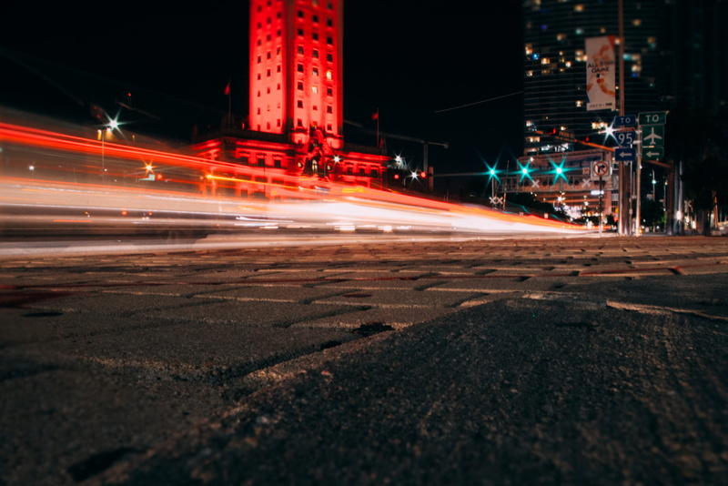 united states, speed, night, night time photography, illuminated, city street, night photography, blurred motion, road, light trail, architecture, cityscape