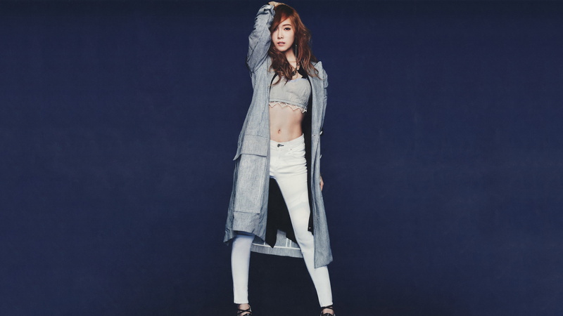 women  Jessica Jung  Korean  Asian  arms up  model  K-pop  Girls Generation  SNSD  blue background, 1080P