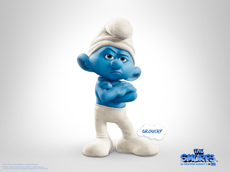 Movie, The Smurfs, Blue, Grouchy Smurf, Grouchy, 720P