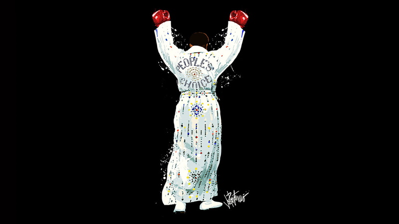 boxing gloves, 1080P, boxing, boxing coat, Elvis Presley, arms up, Muhammad Ali, legends