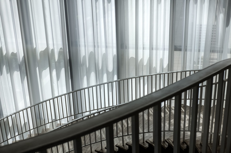 wood, white, lighting, house, strip, bright, space, protection, safety, metal, background, staircase, modern, security, curtain, textile, sunlight, day