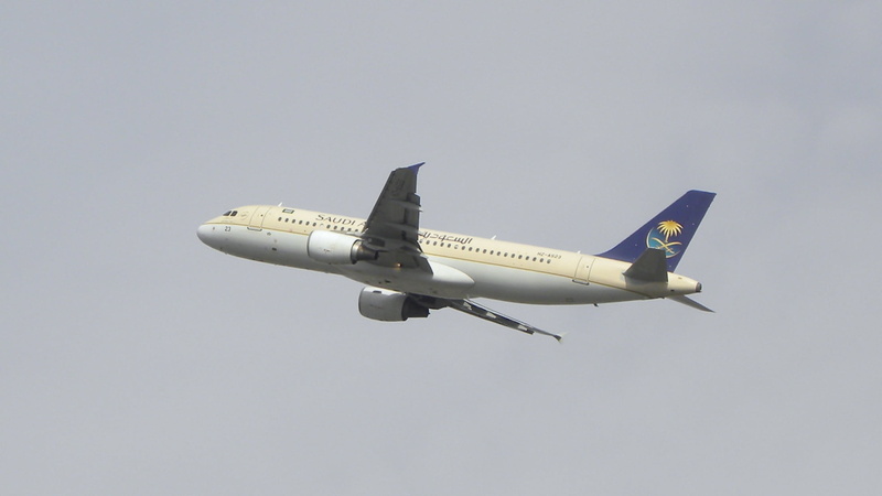 commercial airplane, travel, engine, nature, jet engine, airplane, airbus, saudia, taking off, aircraft wing, flying, flight, motion, in the air, air vehicle