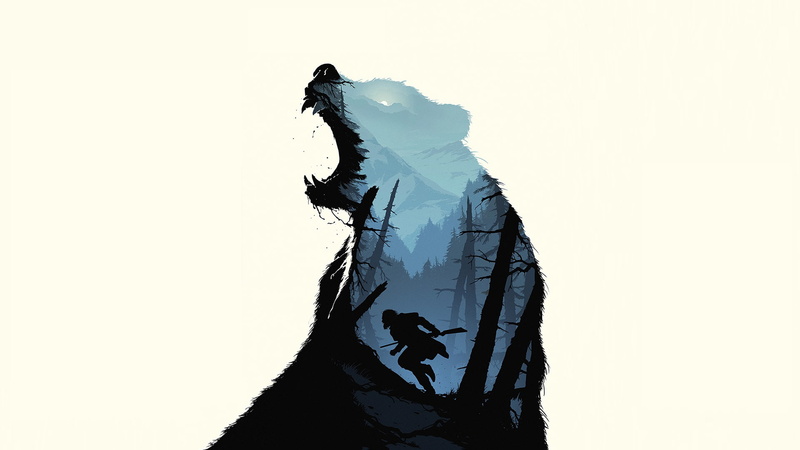 movies, Moon, The Revenant, mountains, gun, bears, Leonardo DiCaprio, 1080P, clouds, trees
