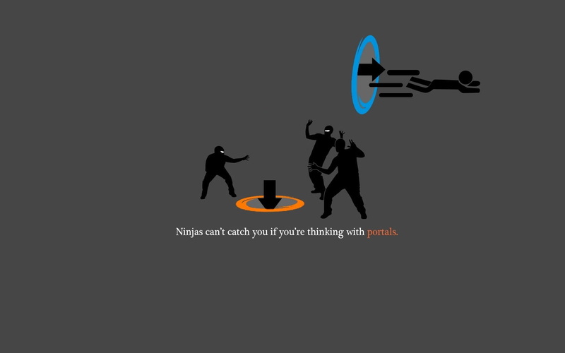 ninja, text, Portal (game), men, human representation, business person, two people, businessman, arts culture and entertainment, communication, occupation