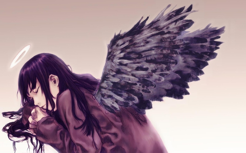 young women, Reki (Haibane Renmei), beautiful woman, 1080P, females, hair, women, adult, animal wing, flying, motion, anime girls, hairstyle, black, Haibane Renmei
