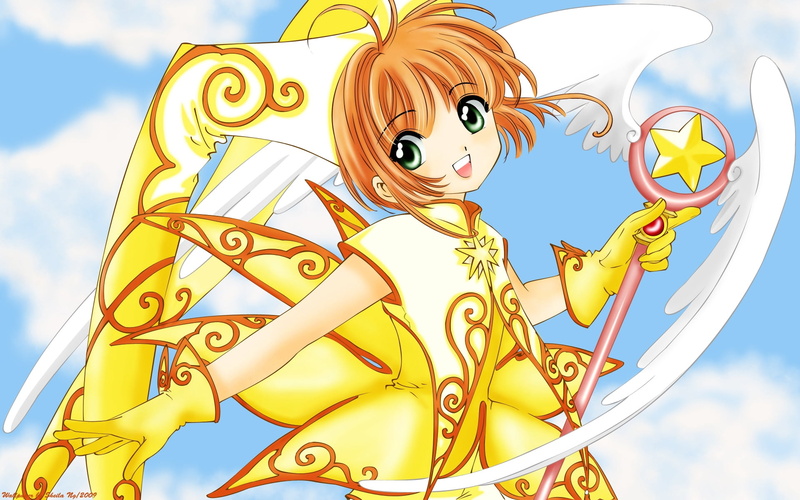 yellow, art, low angle view, fantasy, clip Art, illustration, cheerful, fun, fairy, black, sky, cardcaptor, sea, 1080P, cartoon, no people, smiling, gold colored