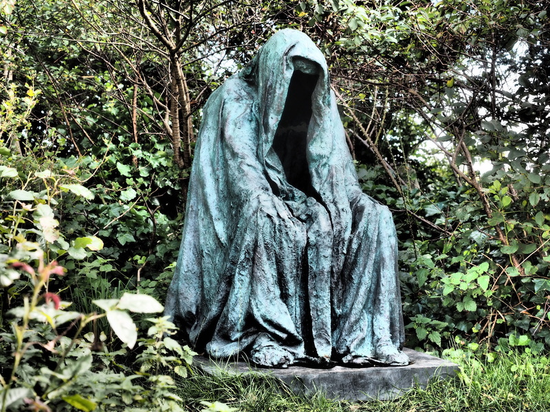 st severin, suffering, nature, gloomy, grieve, unessential, keitum, female likeness, sadness, representation, figure, plant, green color, sculpture, tree
