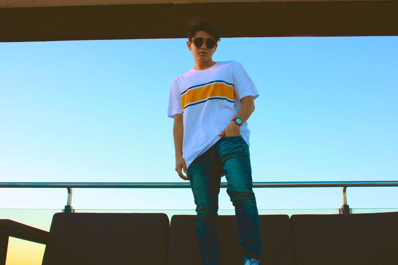 portrait, sunglasses, nature, architecture, sphere, handrail, human, sky, neck, accessory, day, railing, crew, t, lifestyles, footwear, person, leisure activity