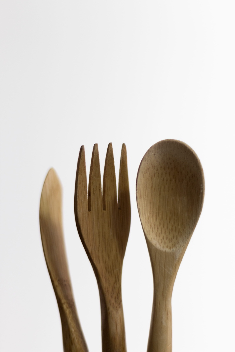 copy space, wood - material, close-up, indoors, eating utensil, no people, wood, household equipment, single object, simplicity, fork, studio shot, wooden