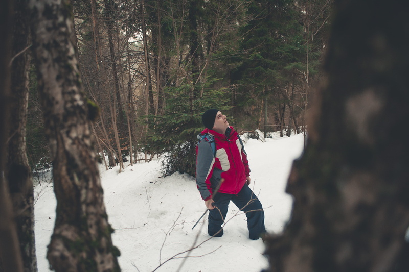 plant, rear view, abies, tree, person, outdoors, forest, one person, pants, woodland, sport, walking, warm clothing, land, sports, man, non-urban scene