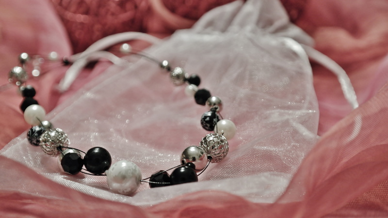 pink color, ornate, silver, colorful, Necklace, precious gem, stones, Fashion Jewelry, gift, indoors, elegance, woman, personal accessory, textile, selective focus