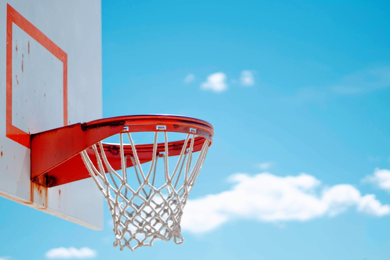 day, metal, basketball hoop, accessories, blue, ball, white, glasses, ferris wheel, sunlight, nature, shape, no people, sport, net - sports equipment, basketball